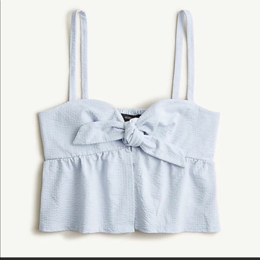 NWT J. Crew Seersucker Tie Front Top